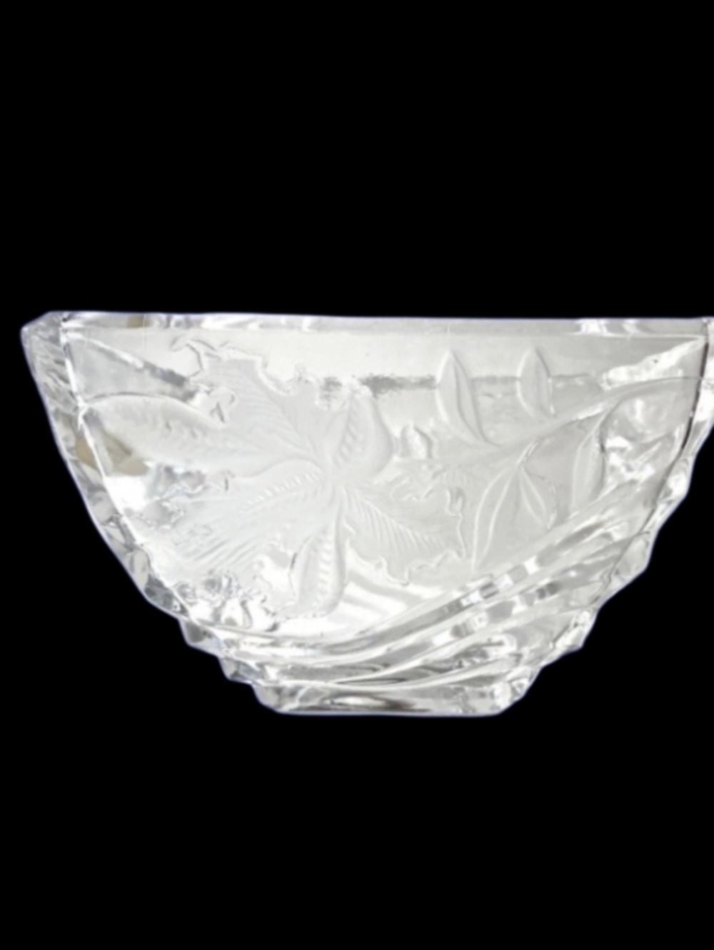 Vintage Iris Carved Lead Crystal Bowl